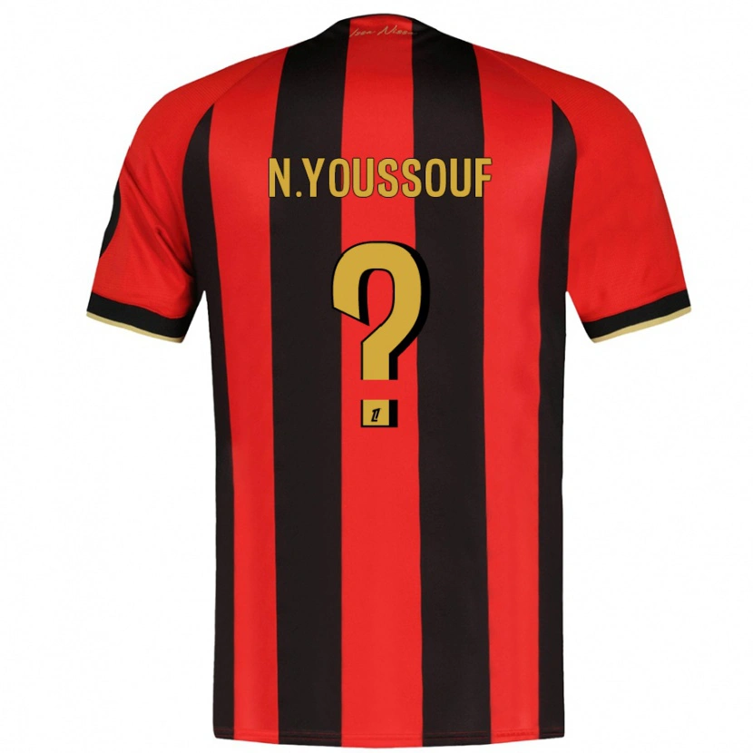 Danxen Bambino Maglia Naké Youssouf #0 Rosso Nero Kit Gara Home 2024/25 Maglietta