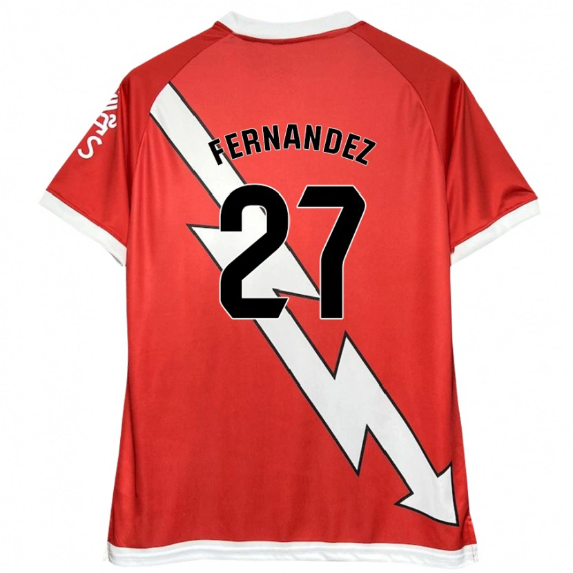Danxen Bambino Maglia Pelayo Fernández #27 Bianco Rosso Kit Gara Home 2024/25 Maglietta