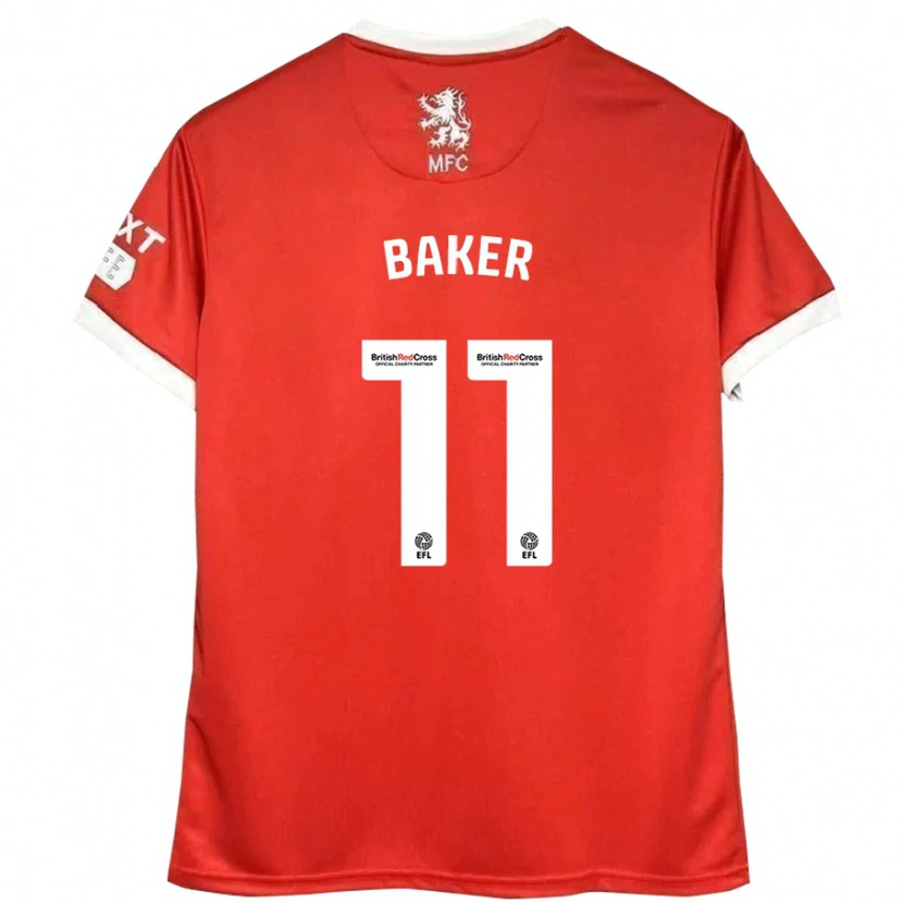 Danxen Bambino Maglia Ella Baker #11 Rosso Bianco Kit Gara Home 2024/25 Maglietta