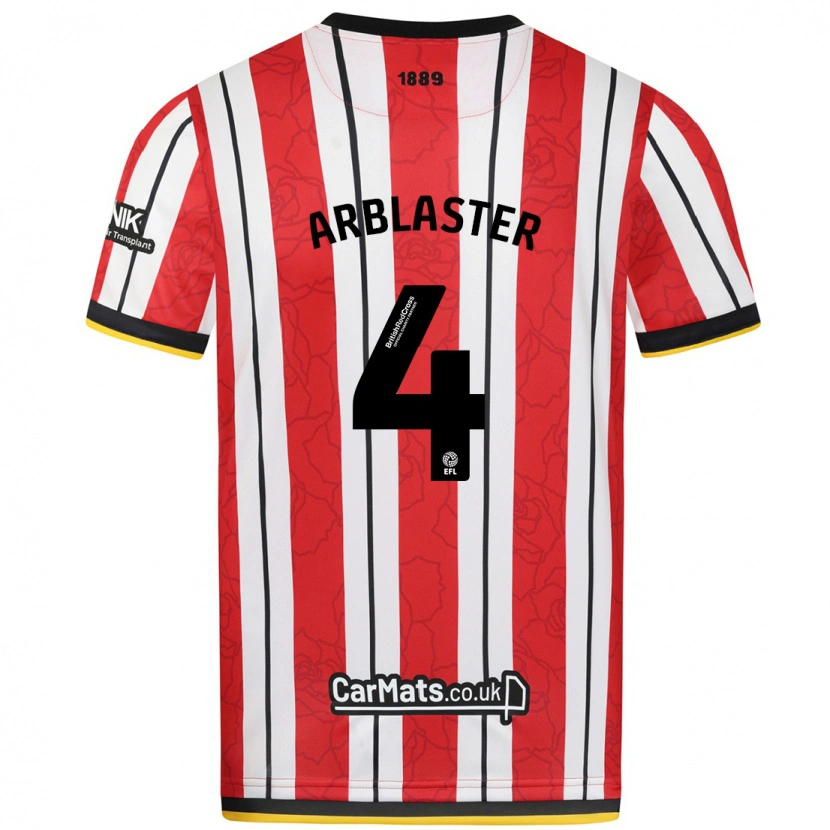 Danxen Bambino Maglia Oliver Arblaster #4 Rosso Strisce Bianche Kit Gara Home 2024/25 Maglietta