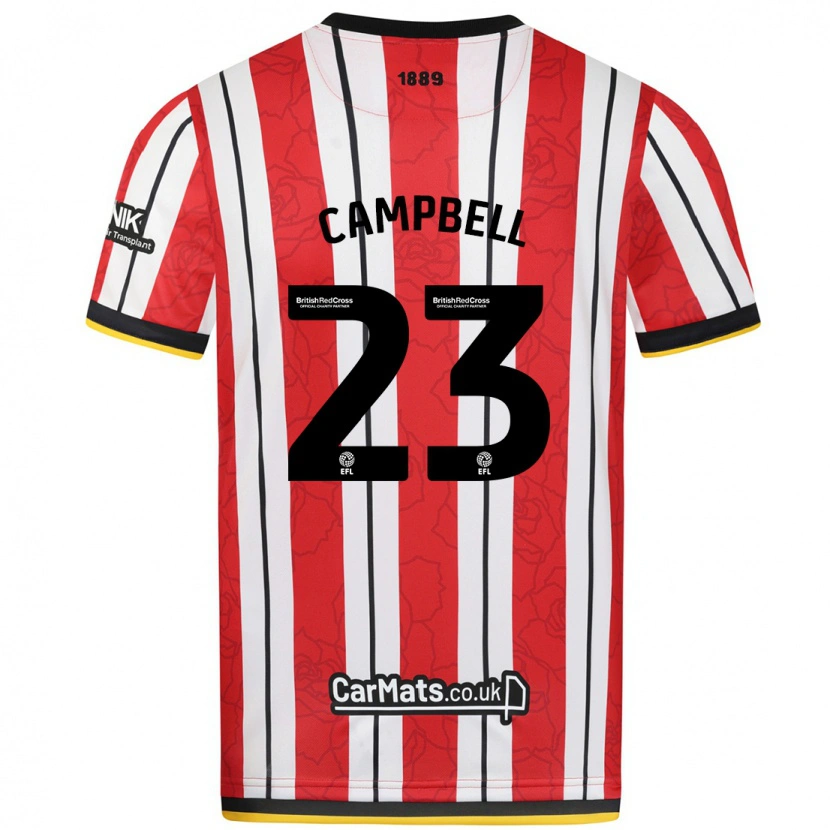 Danxen Bambino Maglia Tyrese Campbell #23 Rosso Strisce Bianche Kit Gara Home 2024/25 Maglietta