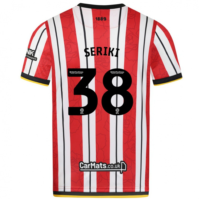 Danxen Bambino Maglia Femi Seriki #38 Rosso Strisce Bianche Kit Gara Home 2024/25 Maglietta