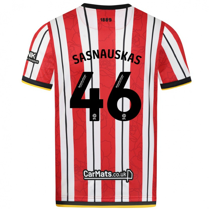 Danxen Bambino Maglia Dovydas Sasnauskas #46 Rosso Strisce Bianche Kit Gara Home 2024/25 Maglietta
