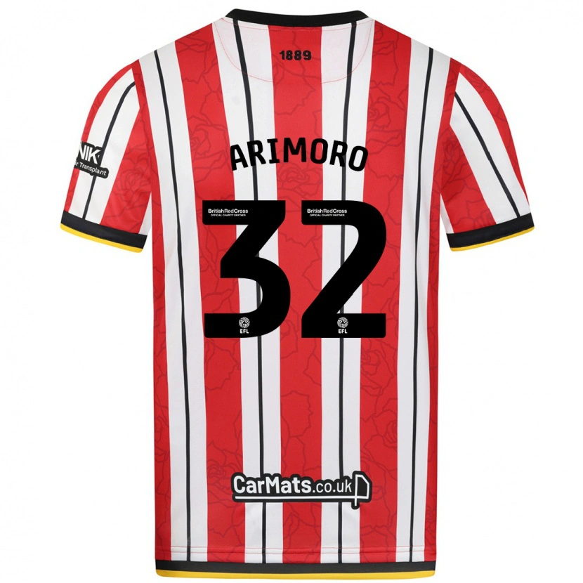 Danxen Bambino Maglia Juliet Adebowale-Arimoro #32 Rosso Strisce Bianche Kit Gara Home 2024/25 Maglietta