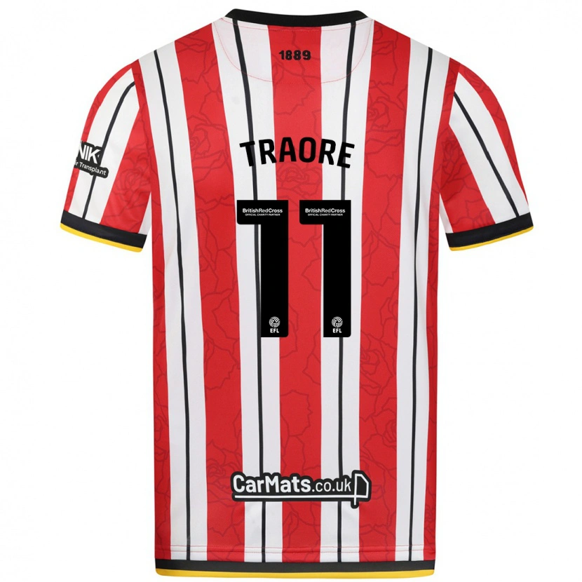 Danxen Bambino Maglia Bénie Traoré #11 Rosso Strisce Bianche Kit Gara Home 2024/25 Maglietta