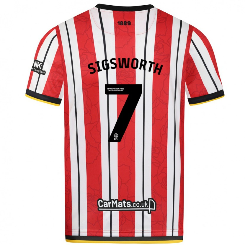 Danxen Bambino Maglia Jess Sigsworth #7 Rosso Strisce Bianche Kit Gara Home 2024/25 Maglietta