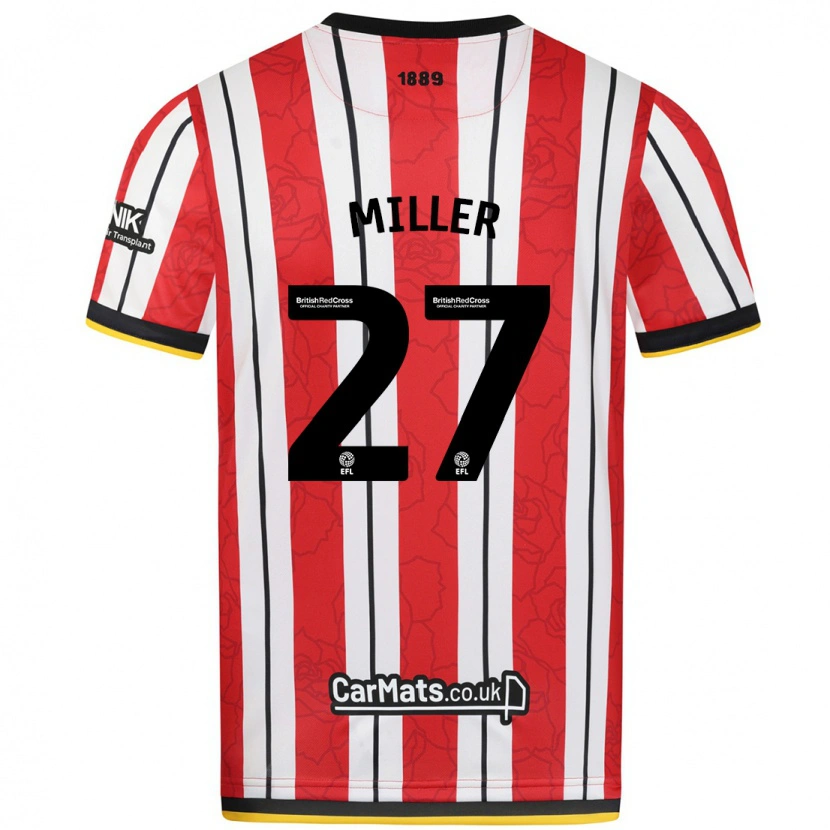 Danxen Bambino Maglia Lara Miller #27 Rosso Strisce Bianche Kit Gara Home 2024/25 Maglietta