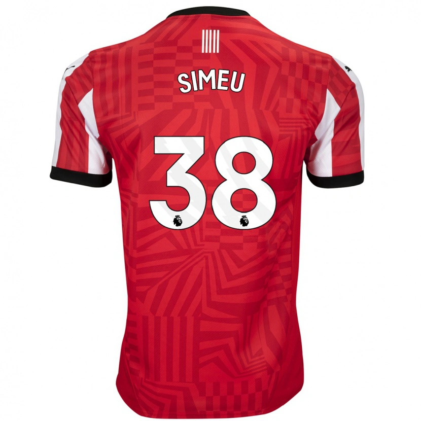 Danxen Bambino Maglia Dynel Simeu #38 Rosso Bianco Kit Gara Home 2024/25 Maglietta