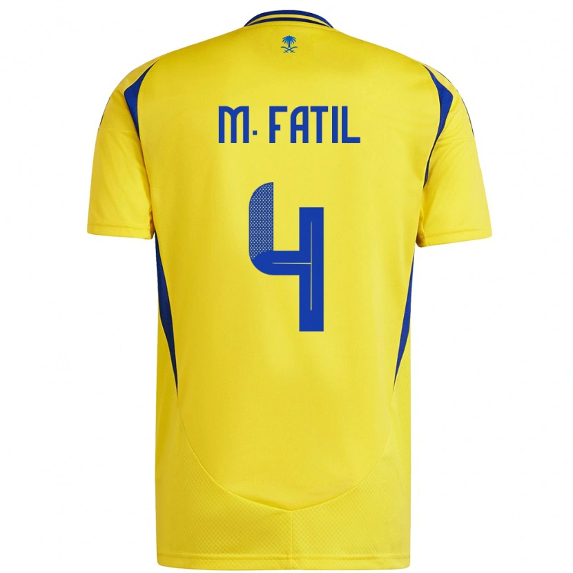 Danxen Bambino Maglia Mohammed Al-Fatil #4 Giallo Blu Kit Gara Home 2024/25 Maglietta