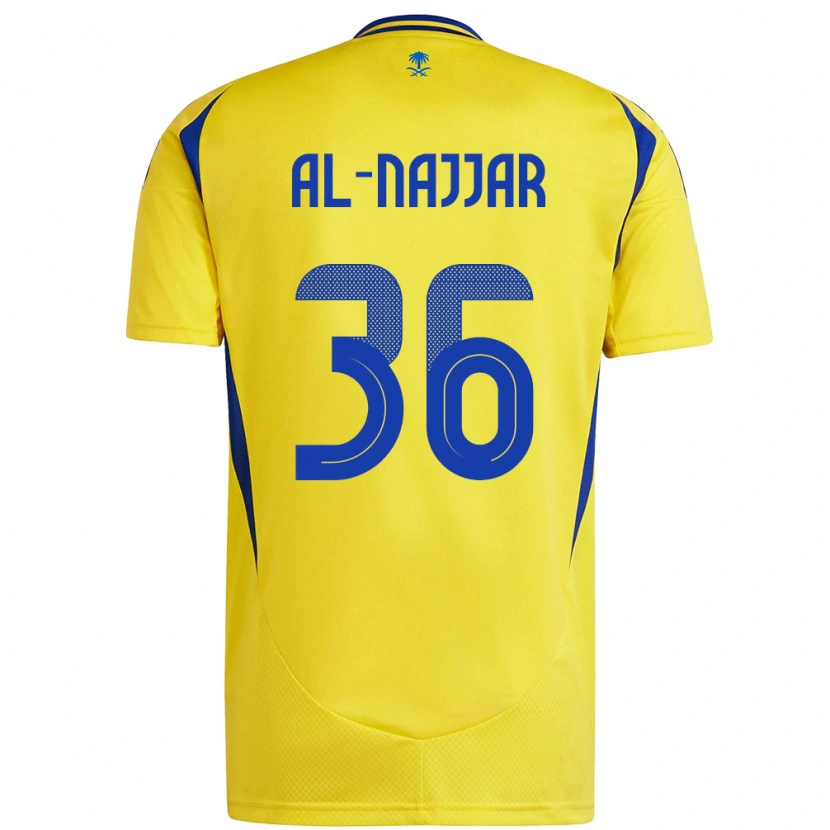 Danxen Bambino Maglia Raghed Al-Najjar #36 Giallo Blu Kit Gara Home 2024/25 Maglietta