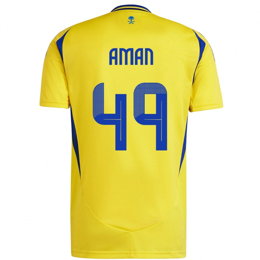 Danxen Bambino Maglia Awad Aman #49 Giallo Blu Kit Gara Home 2024/25 Maglietta