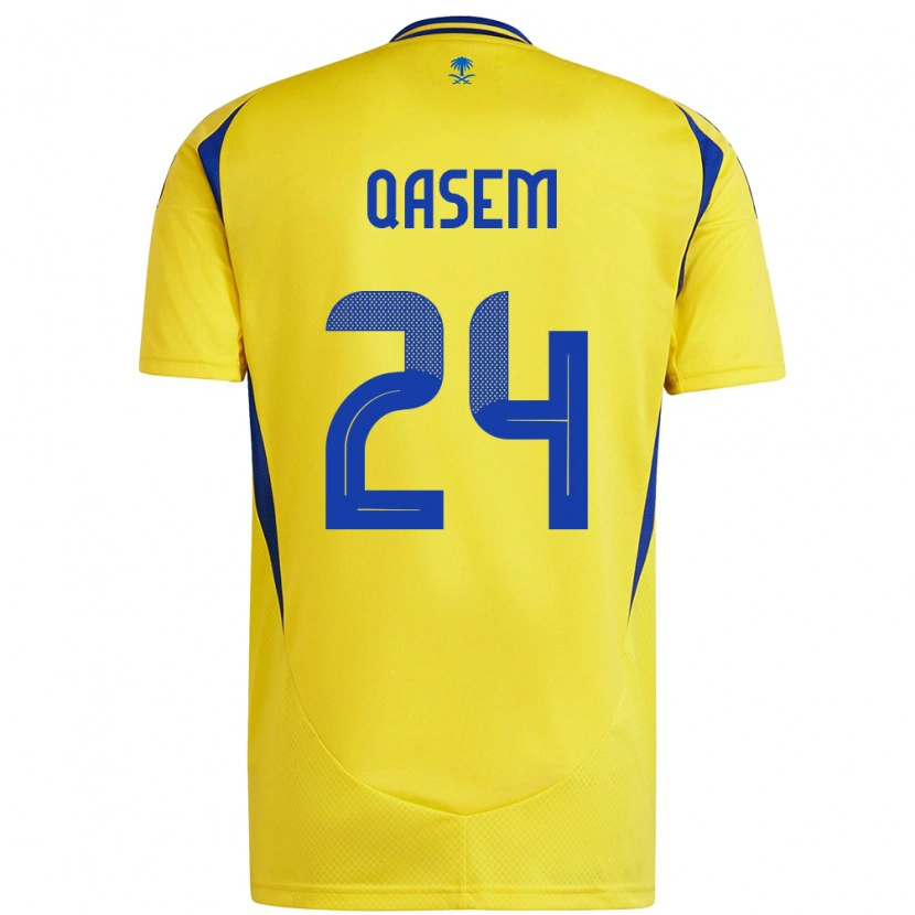 Danxen Bambino Maglia Mohammed Qasem #24 Giallo Blu Kit Gara Home 2024/25 Maglietta