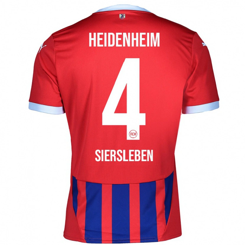 Danxen Bambino Maglia Tim Siersleben #4 Rosso Blu Kit Gara Home 2024/25 Maglietta