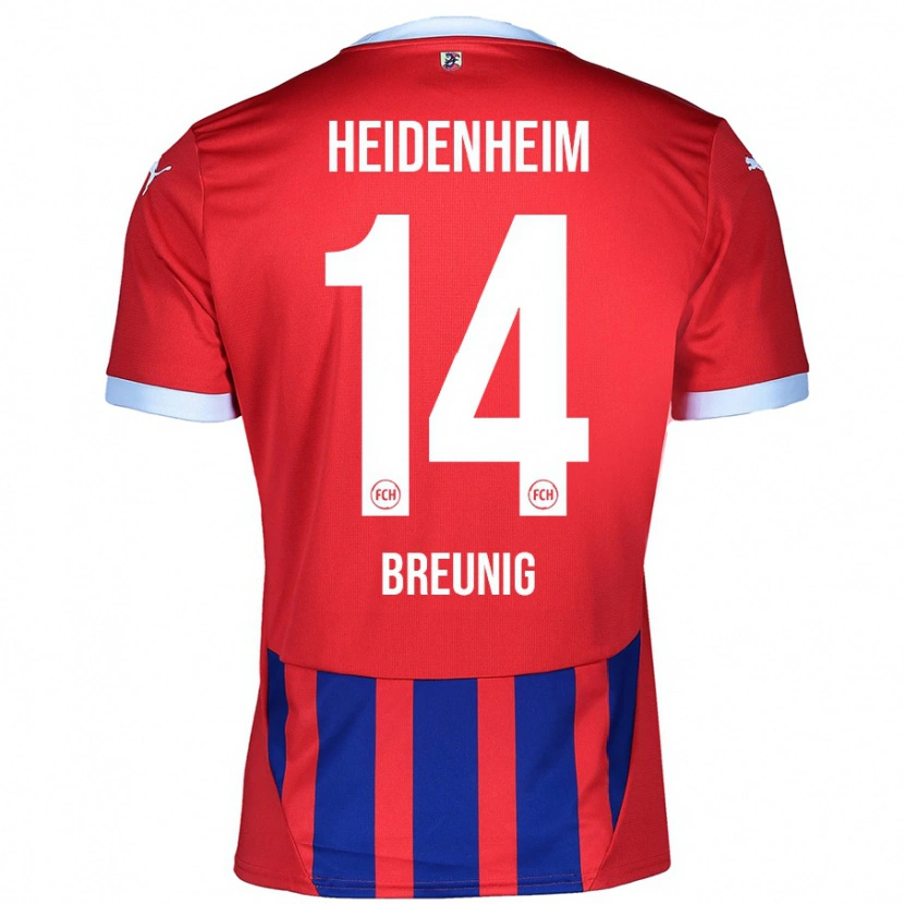 Danxen Bambino Maglia Maximilian Breunig #14 Rosso Blu Kit Gara Home 2024/25 Maglietta