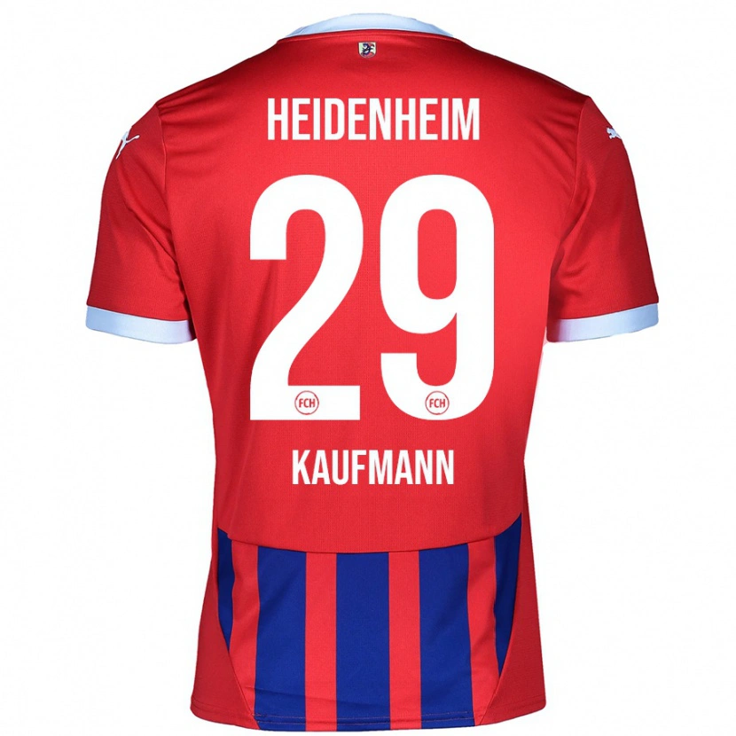 Danxen Bambino Maglia Mikkel Kaufmann #29 Rosso Blu Kit Gara Home 2024/25 Maglietta