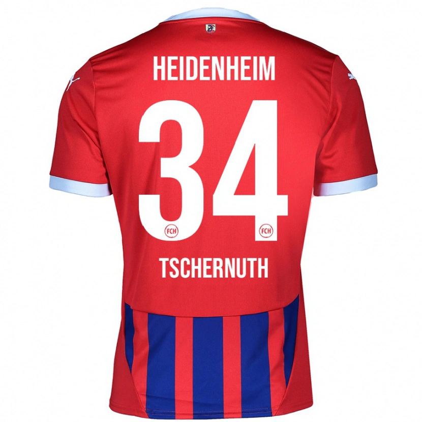 Danxen Bambino Maglia Paul Tschernuth #34 Rosso Blu Kit Gara Home 2024/25 Maglietta