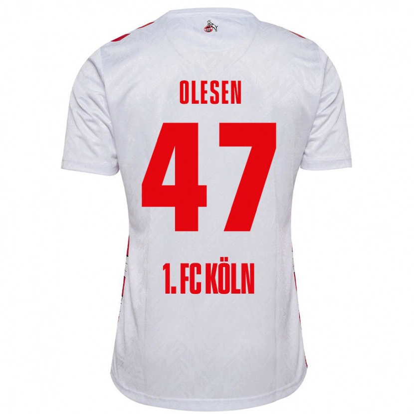 Danxen Bambino Maglia Mathias Olesen #47 Bianco Rosso Kit Gara Home 2024/25 Maglietta