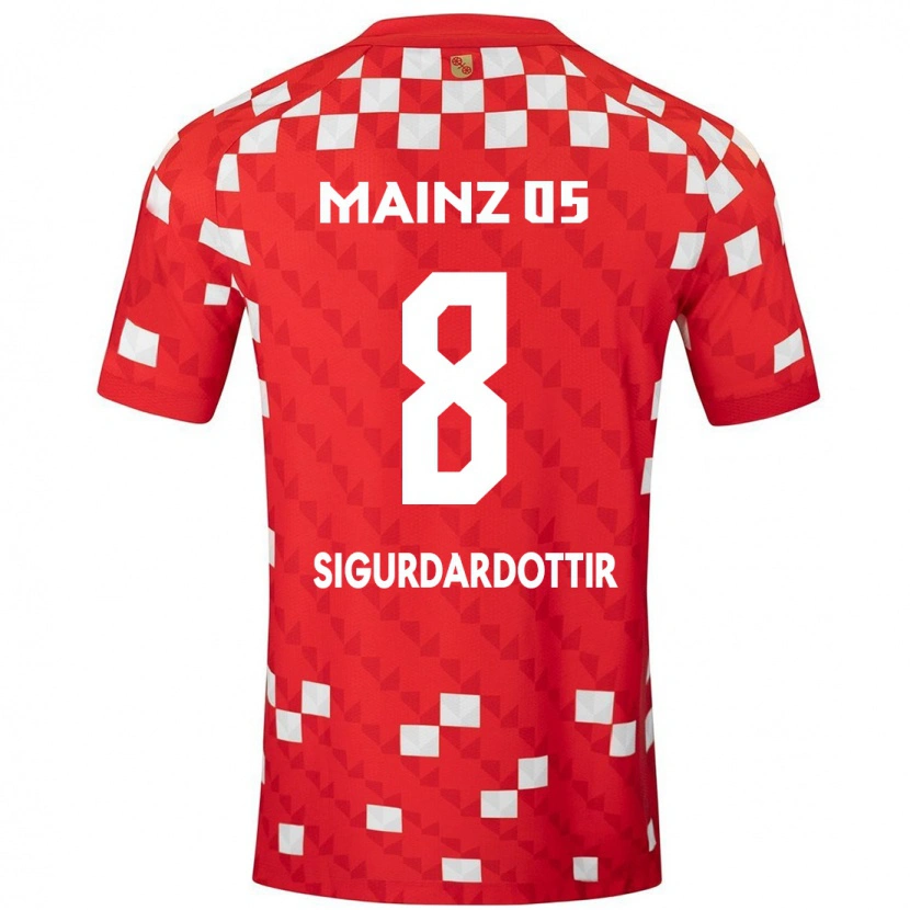 Danxen Bambino Maglia Heiðrún Sigurðardóttir #8 Bianco Rosso Kit Gara Home 2024/25 Maglietta