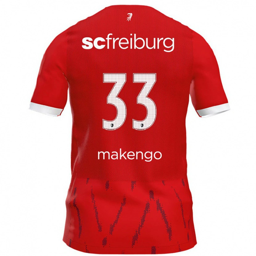 Danxen Bambino Maglia Jordy Makengo #33 Rosso Kit Gara Home 2024/25 Maglietta