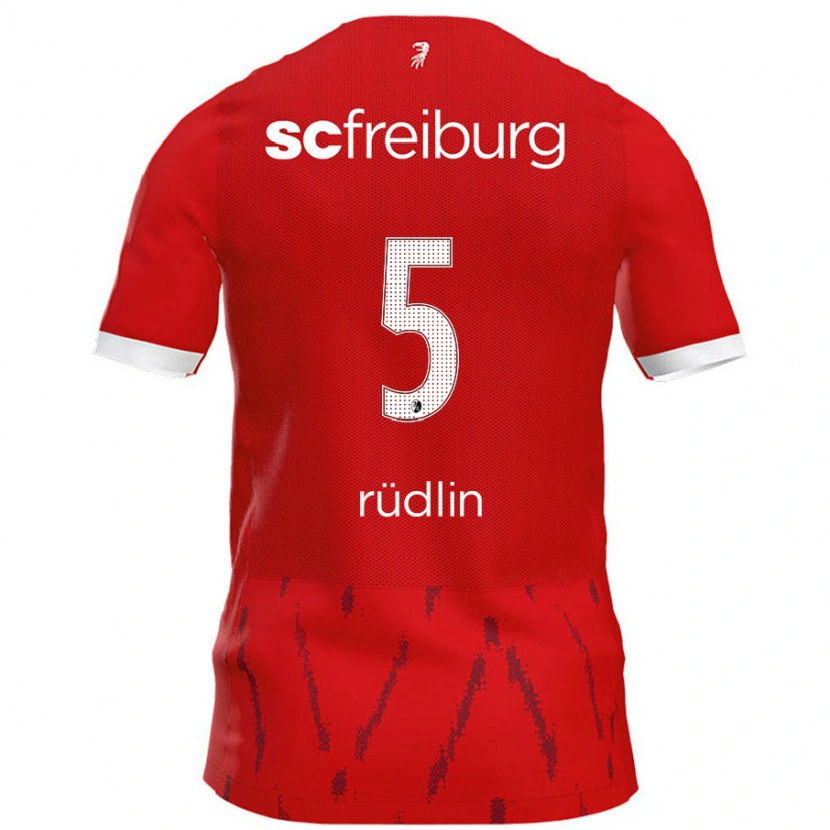 Danxen Bambino Maglia Fabian Rüdlin #5 Rosso Kit Gara Home 2024/25 Maglietta