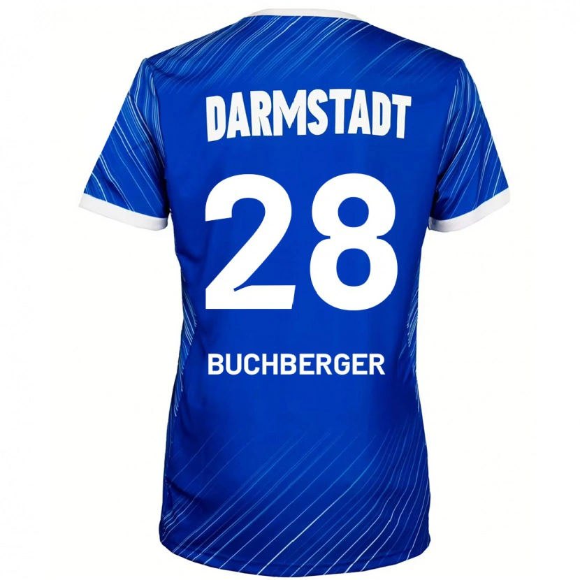 Danxen Bambino Maglia Jonas Buchberger #28 Blu Bianco Kit Gara Home 2024/25 Maglietta