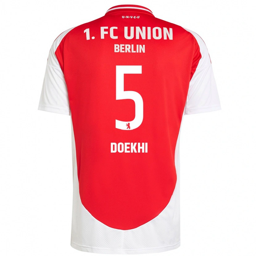 Danxen Bambino Maglia Danilho Doekhi #5 Rosso Bianco Kit Gara Home 2024/25 Maglietta