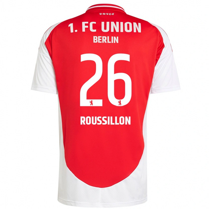 Danxen Bambino Maglia Jérôme Roussillon #26 Rosso Bianco Kit Gara Home 2024/25 Maglietta