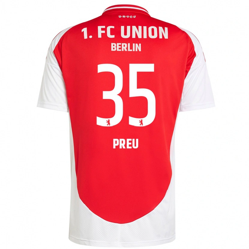 Danxen Bambino Maglia David Preu #35 Rosso Bianco Kit Gara Home 2024/25 Maglietta