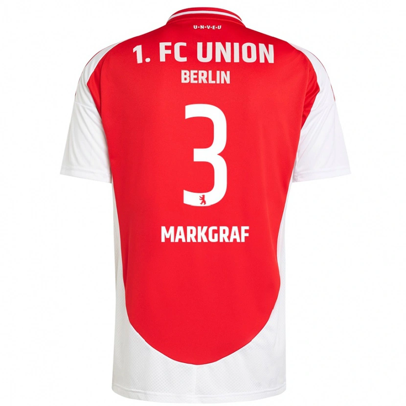 Danxen Bambino Maglia Andrik Markgraf #3 Rosso Bianco Kit Gara Home 2024/25 Maglietta
