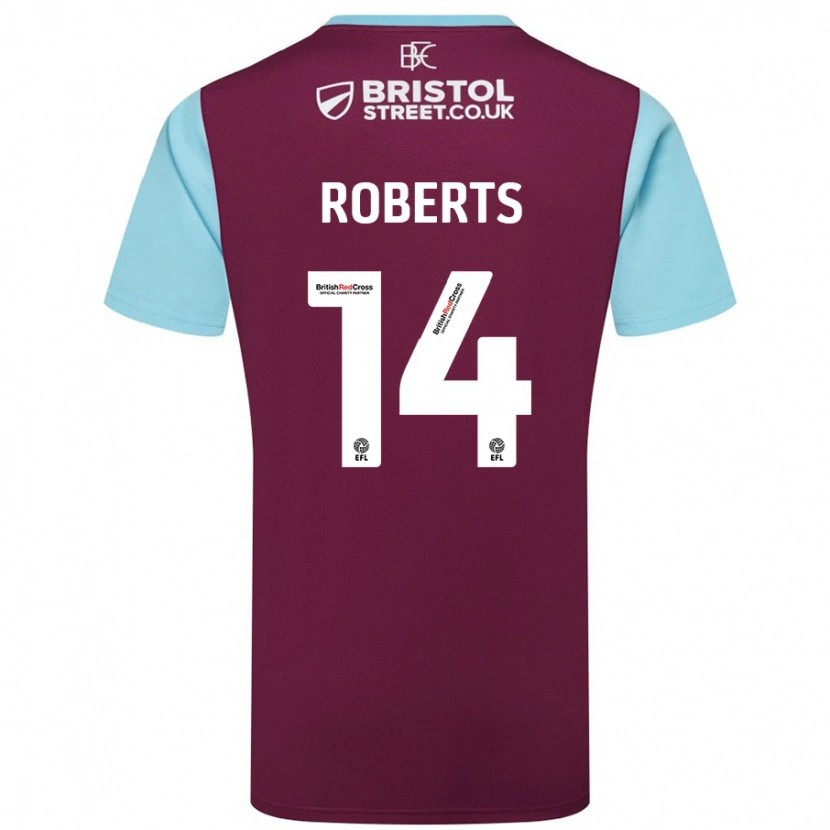 Danxen Bambino Maglia Connor Roberts #14 Borgogna Azzurro Kit Gara Home 2024/25 Maglietta