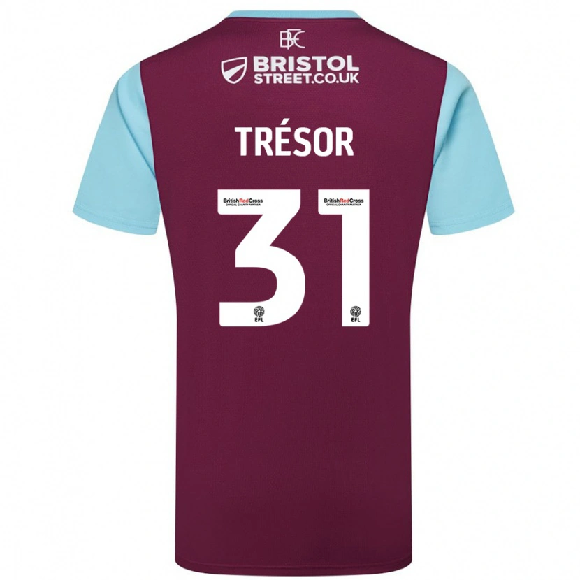 Danxen Bambino Maglia Mike Trésor #31 Borgogna Azzurro Kit Gara Home 2024/25 Maglietta