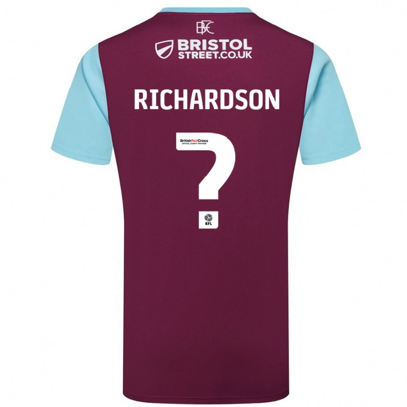 Danxen Bambino Maglia Lewis Richardson #0 Borgogna Azzurro Kit Gara Home 2024/25 Maglietta