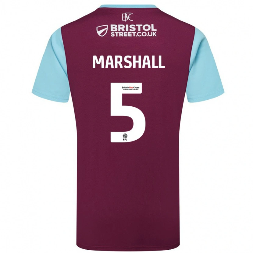 Danxen Bambino Maglia Georgia Marshall #5 Borgogna Azzurro Kit Gara Home 2024/25 Maglietta