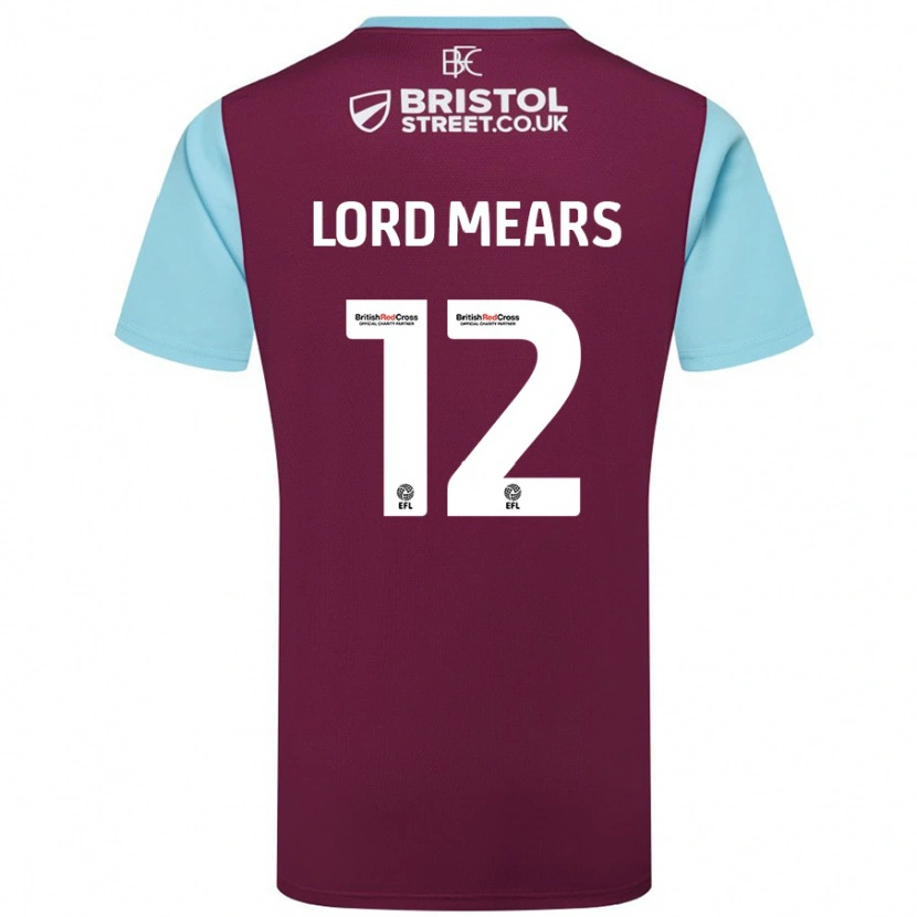 Danxen Bambino Maglia Rhema Lord-Mears #12 Borgogna Azzurro Kit Gara Home 2024/25 Maglietta