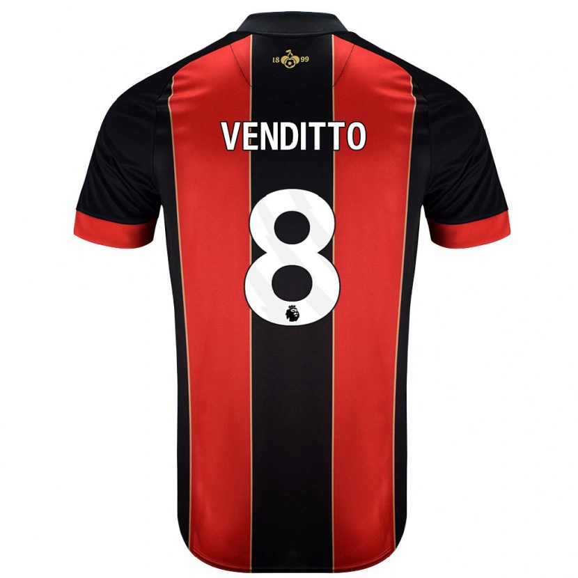 Danxen Bambino Maglia Olivia Venditto #8 Rosso Nero Kit Gara Home 2024/25 Maglietta