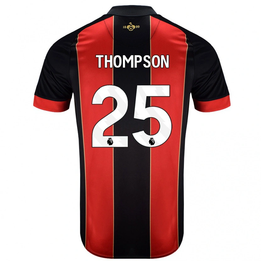 Danxen Bambino Maglia Kenni Thompson #25 Rosso Nero Kit Gara Home 2024/25 Maglietta