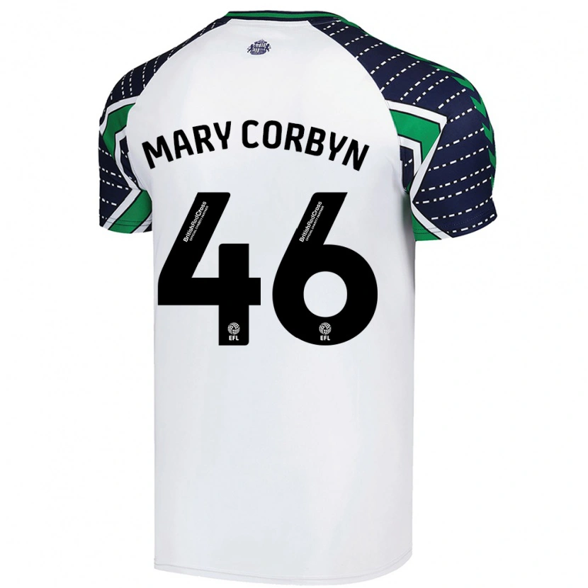 Danxen Bambino Maglia Mary Corbyn #46 Bianco Kit Gara Away 2024/25 Maglietta