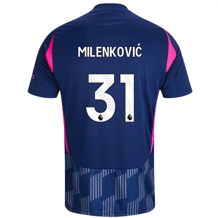 Danxen Bambino Maglia Nikola Milenković #31 Blu Royal Rosa Kit Gara Away 2024/25 Maglietta