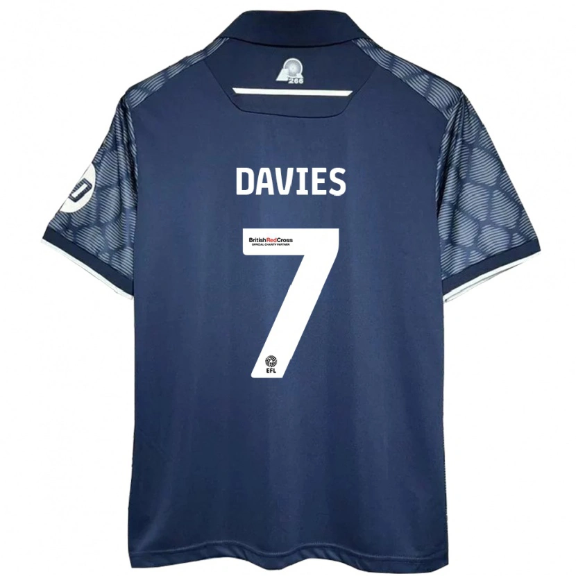Danxen Bambino Maglia Jordan Davies #7 Nero Kit Gara Away 2024/25 Maglietta