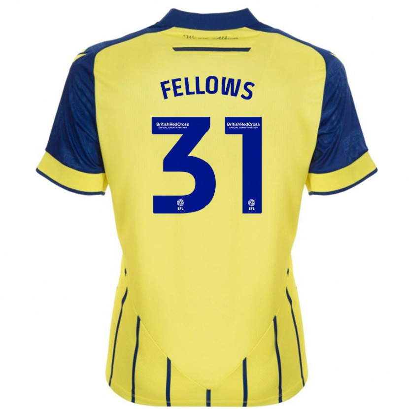 Danxen Bambino Maglia Tom Fellows #31 Giallo Blu Kit Gara Away 2024/25 Maglietta