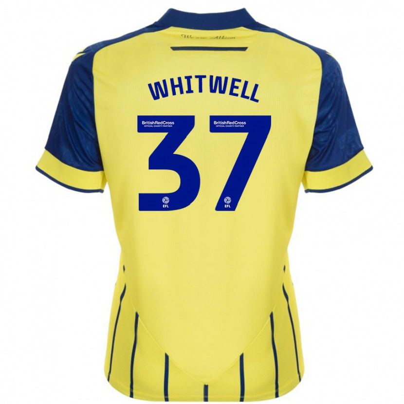 Danxen Bambino Maglia Harry Whitwell #37 Giallo Blu Kit Gara Away 2024/25 Maglietta