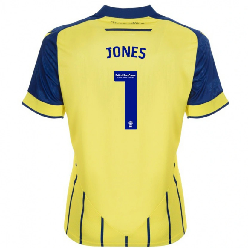 Danxen Bambino Maglia Lucy Jones #1 Giallo Blu Kit Gara Away 2024/25 Maglietta