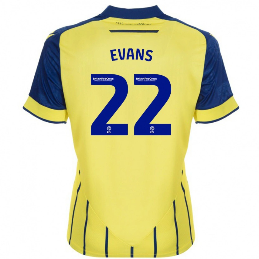 Danxen Bambino Maglia Kate Evans #22 Giallo Blu Kit Gara Away 2024/25 Maglietta