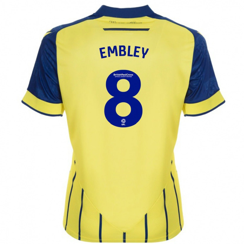 Danxen Bambino Maglia Rosie Embley #8 Giallo Blu Kit Gara Away 2024/25 Maglietta