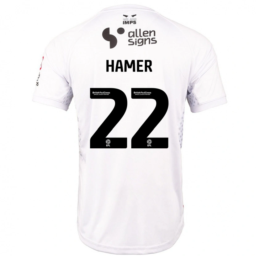 Danxen Bambino Maglia Tom Hamer #22 Rosso Bianco Kit Gara Away 2024/25 Maglietta