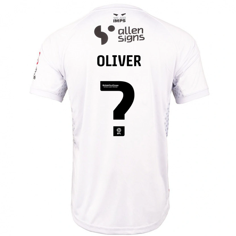 Danxen Bambino Maglia Denny Oliver #0 Rosso Bianco Kit Gara Away 2024/25 Maglietta
