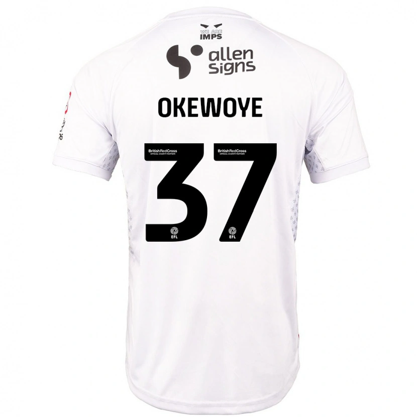Danxen Bambino Maglia Gbolahan Okewoye #37 Rosso Bianco Kit Gara Away 2024/25 Maglietta