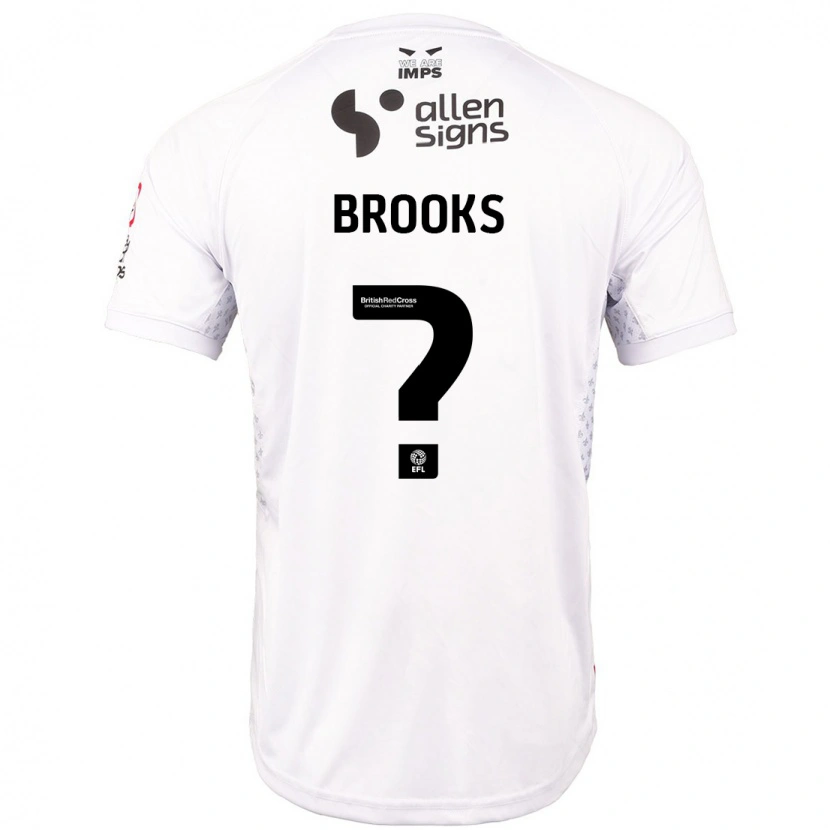 Danxen Bambino Maglia Billy Brooks #0 Rosso Bianco Kit Gara Away 2024/25 Maglietta