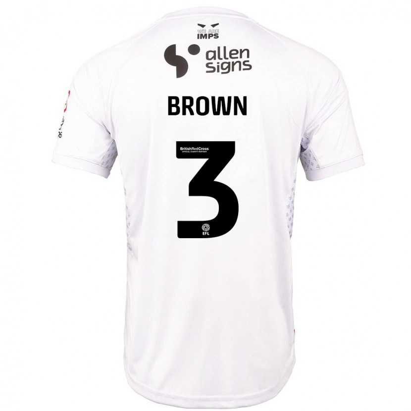 Danxen Bambino Maglia Jaden Brown #3 Rosso Bianco Kit Gara Away 2024/25 Maglietta