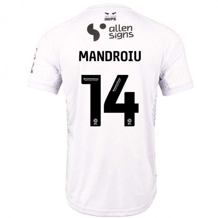 Danxen Bambino Maglia Daniel Mandroiu #14 Rosso Bianco Kit Gara Away 2024/25 Maglietta